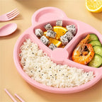 5 Pcs Bear Plate Set – Cartoon Compartment Dinner Plate | Includes Divided Plate, Fork & Spoon, Perfect For Toddlers & Preschoolers (random Color)