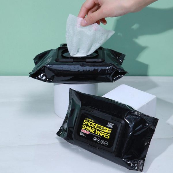 Disposable Shoe Cleaning Wipes | Quick Shine Clean Wet Wipes (80 Wipes In 1 Packet) | Instant Shoe Care | Easy, Mess-free Cleaning