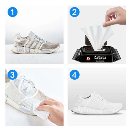 Disposable Shoe Cleaning Wipes | Quick Shine Clean Wet Wipes (80 Wipes In 1 Packet) | Instant Shoe Care | Easy, Mess-free Cleaning